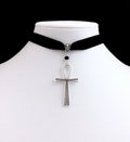 Gothic Ankh Necklace Black Choker Egyptian Grunge Ankh Eternal Life Necklace Witchy Statement Jewelry Pendant Women Gift