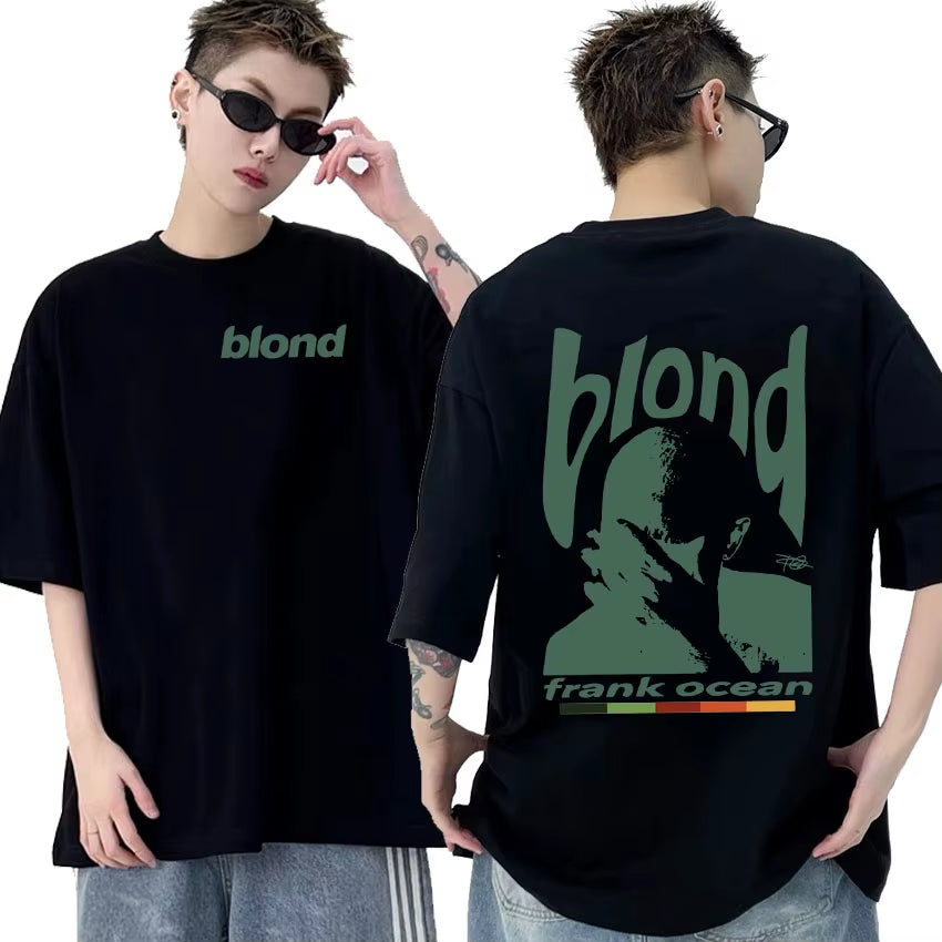 Rapper Frank Retro Graphic T Shirt Men'S Hip Hop Ocean Album Clothing T-Shirts Y2K Unisex Blond Fashion Oversized Cotton T-Shirt