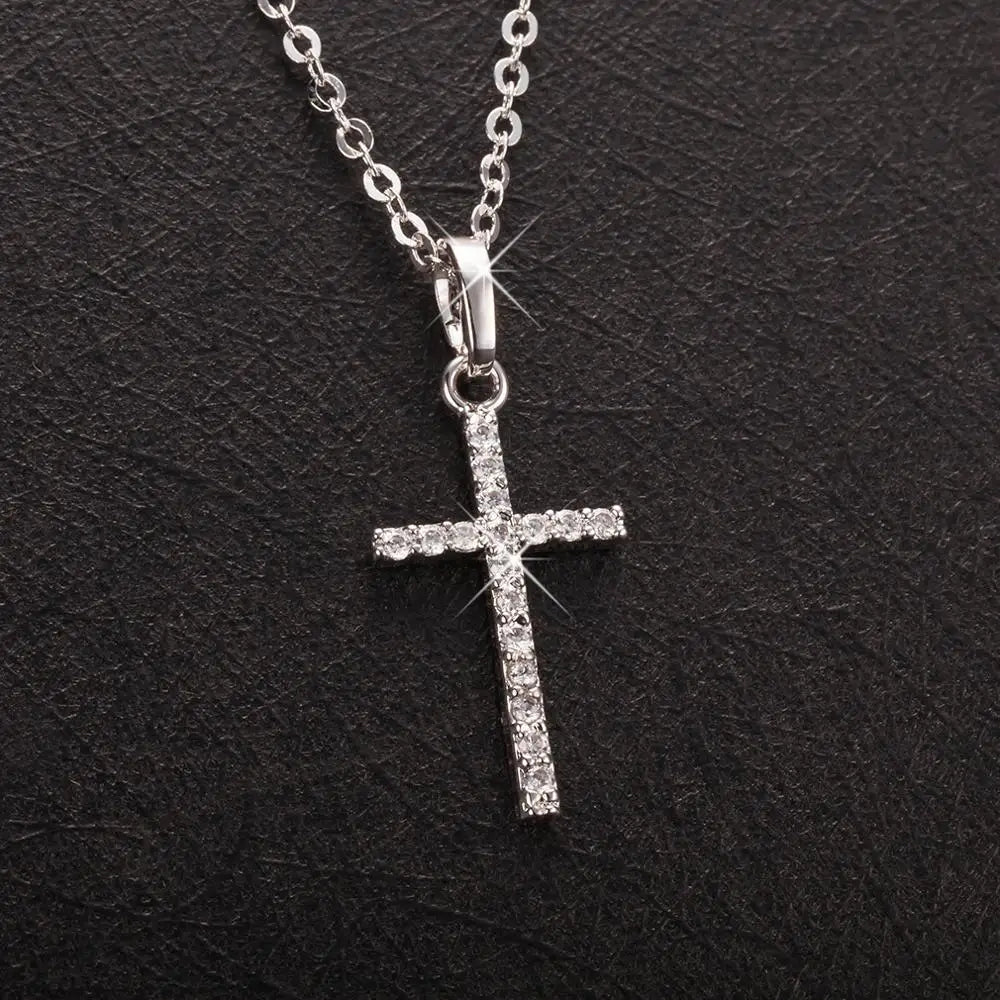 Fashion Cross Pendants Dropshipping Golden Silver Color Crystal Jesus Cross Pendant Necklace Jewelry for Men/Women Wholesale