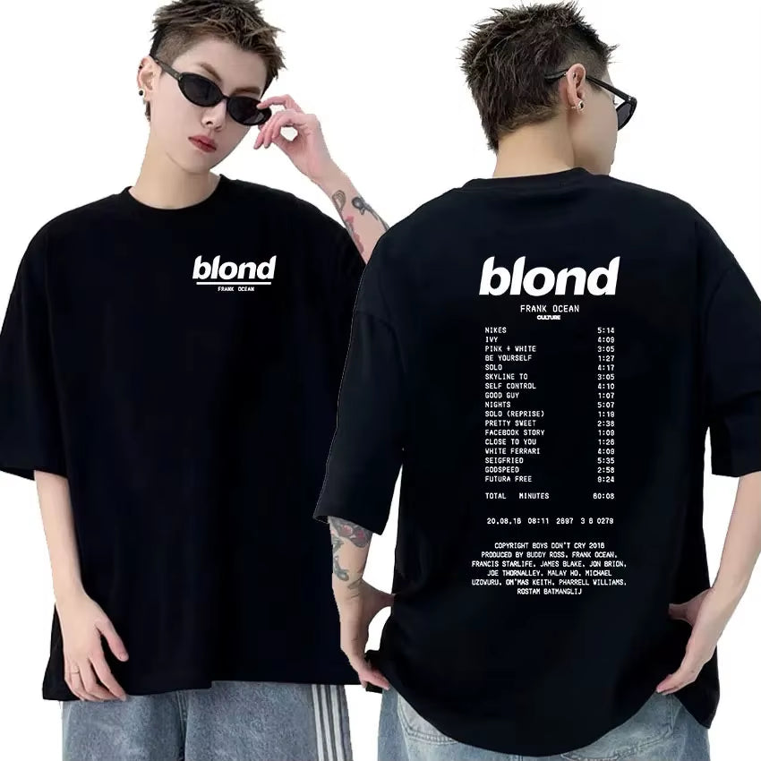 Rapper Frank Retro Graphic T Shirt Men'S Hip Hop Ocean Album Clothing T-Shirts Y2K Unisex Blond Fashion Oversized Cotton T-Shirt
