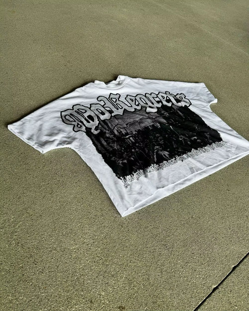 Oversized Letter Pattern Graphic T Shirts Y2K Top Men Clothing Loose Short Sleeve Harajuku Gothic Casual T Shirt Streetwear