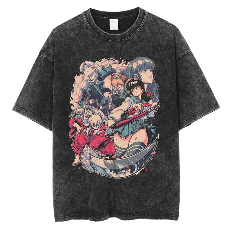 Anime Graphic Tees for Men Women Vintage Cotton T-Shirt Summer Short Sleeve Tops Casual Oversized Tshirt Harajuku Streetwear