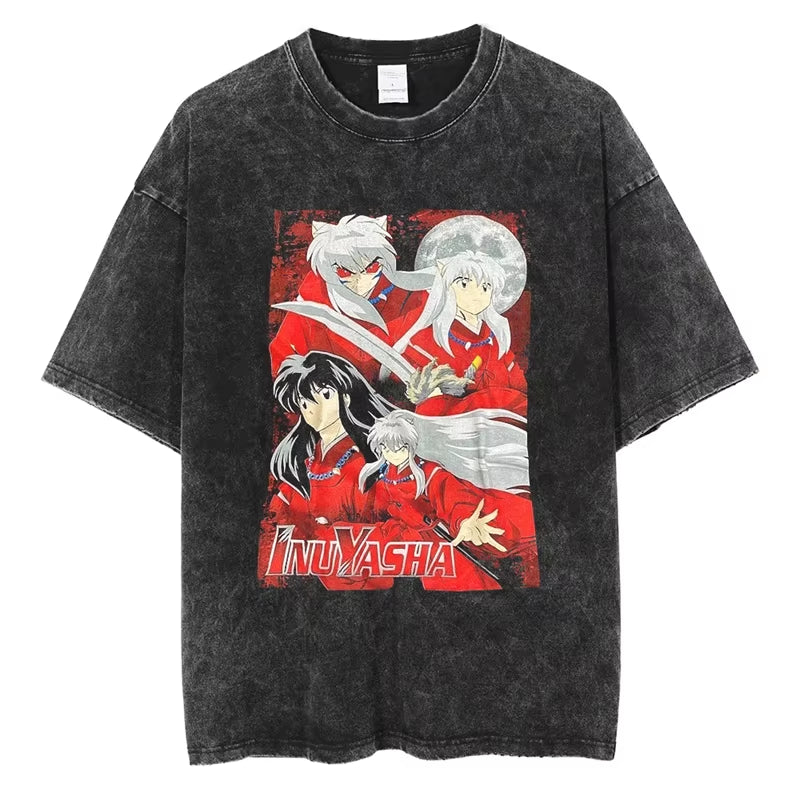 Anime Graphic Tees for Men Women Vintage Cotton T-Shirt Summer Short Sleeve Tops Casual Oversized Tshirt Harajuku Streetwear