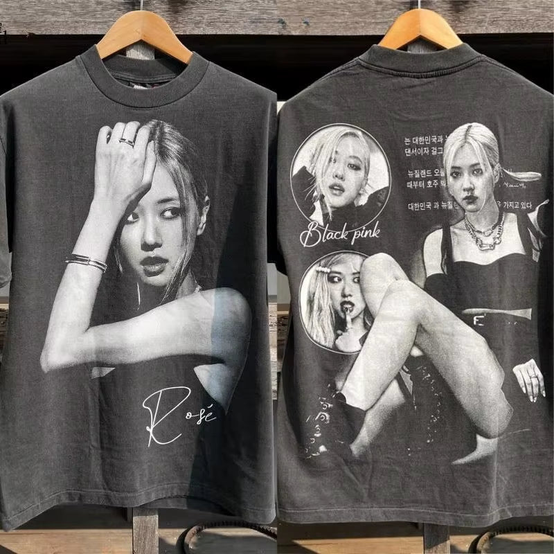 High Street Hip Hop T Shirts Park Caiying Pattern Print Y2K Top Retro Harajuku Tops Short Sleeved T Shirt Loose Streetwear