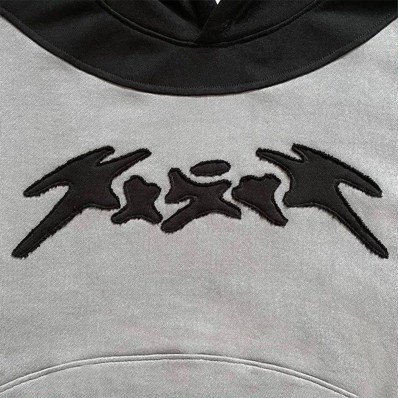 Winter Fashion Streetwear Women'S Color - Block Embroidered Hoodie Trendy Oversized Casual Long - Sleeve Sweatshirt 2025 New