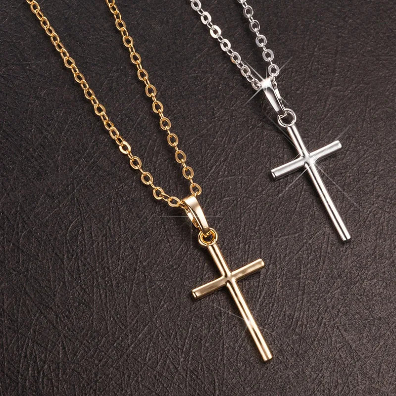 Fashion Cross Pendants Dropshipping Golden Silver Color Crystal Jesus Cross Pendant Necklace Jewelry for Men/Women Wholesale