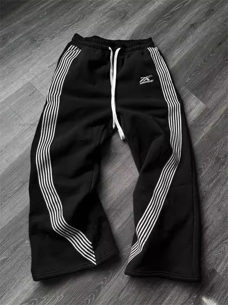 Casual Loose Straight Leg Pants Striped 2025 Summer Fashion Trend Brand Street Hip-Hop Jogging Men'S Women'S Harajuku Sweatpants
