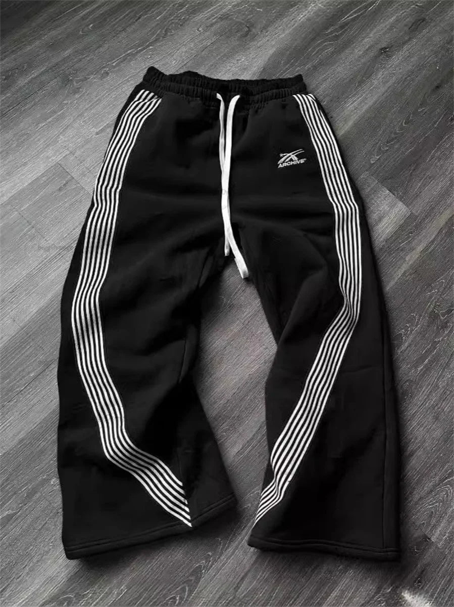 Casual Loose Straight Leg Pants Striped 2025 Summer Fashion Trend Brand Street Hip-Hop Jogging Men'S Women'S Harajuku Sweatpants