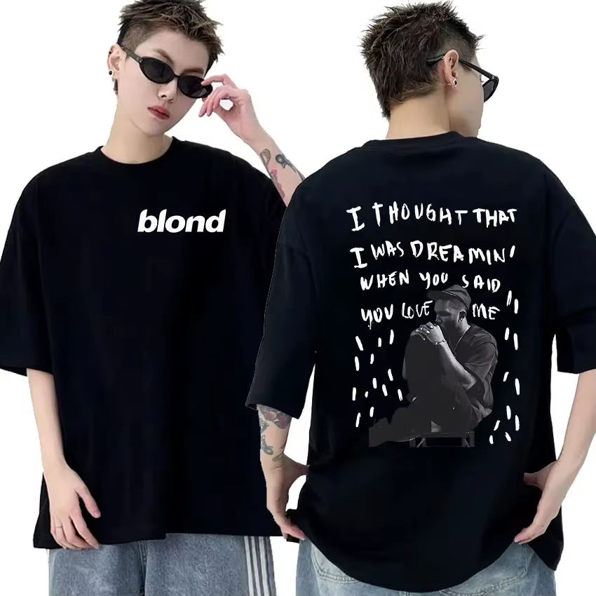 Rapper Frank Retro Graphic T Shirt Men'S Hip Hop Ocean Album Clothing T-Shirts Y2K Unisex Blond Fashion Oversized Cotton T-Shirt