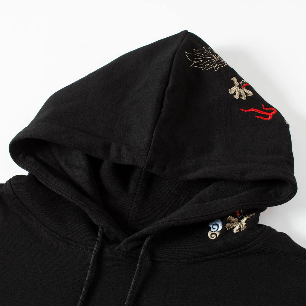 Streetwear Men'S Dragon Embroidered Heavyweight Graphic Hoodies