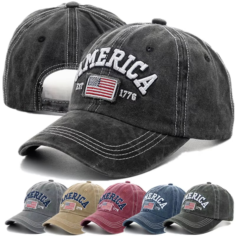 New Unisex Cap AMERICA Letter Embroidery Vintage Baseball Cap Men Women Casual Outdoor Streetwear Sports Hat