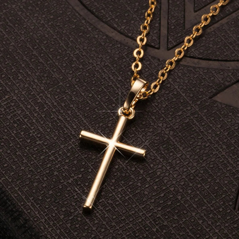 Fashion Cross Pendants Dropshipping Golden Silver Color Crystal Jesus Cross Pendant Necklace Jewelry for Men/Women Wholesale