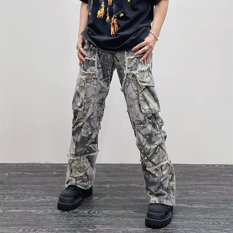 2023 Kanye Y2K Streetwear Baggy Stacked Flared Jeans Cargo Pants for Men Clothing Grey Women Wide Leg Long Trousers Ropa Hombre
