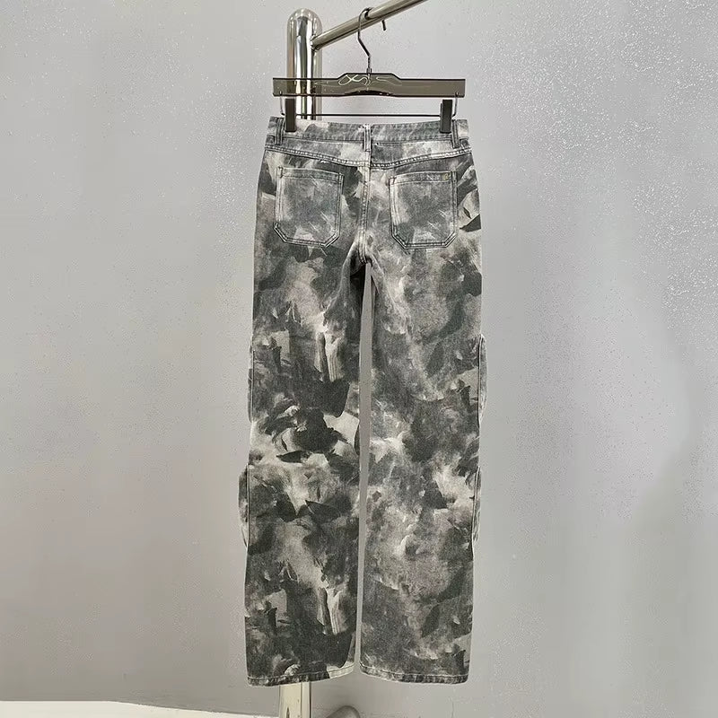 Street Trend Design Sense 2024 New Camouflage Multi Pocket Workwear Pants Loose Spicy Girl Casual Pants