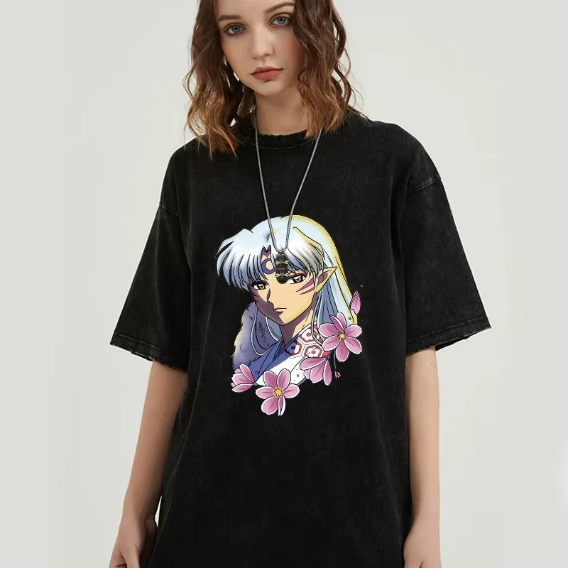 Anime Graphic Tees for Men Women Vintage Cotton T-Shirt Summer Short Sleeve Tops Casual Oversized Tshirt Harajuku Streetwear